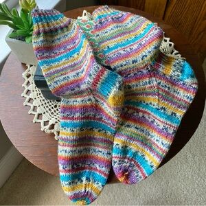 Multicolor Striped Womans Wool Blend Socks NEW